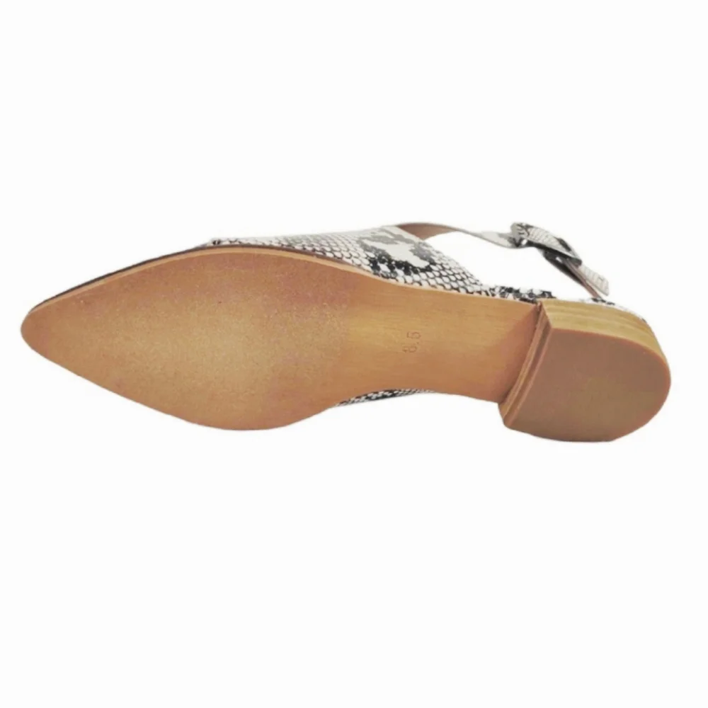 NIB A Rider Girl Vegan Leather Snake Print Adjustable Sling Back Flat Mules - Picture 6 of 7